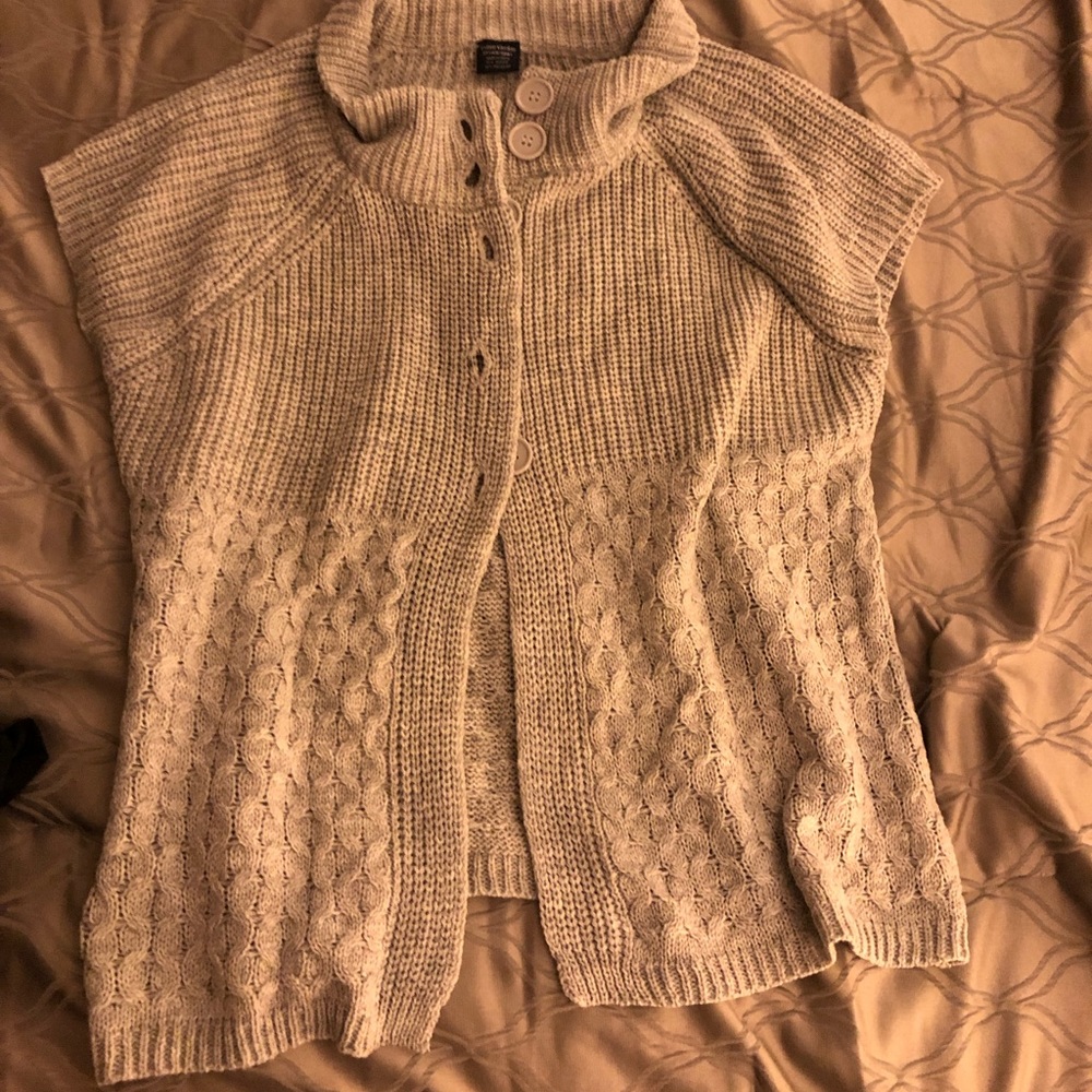 Short sleeve button front sweater plus size 2x